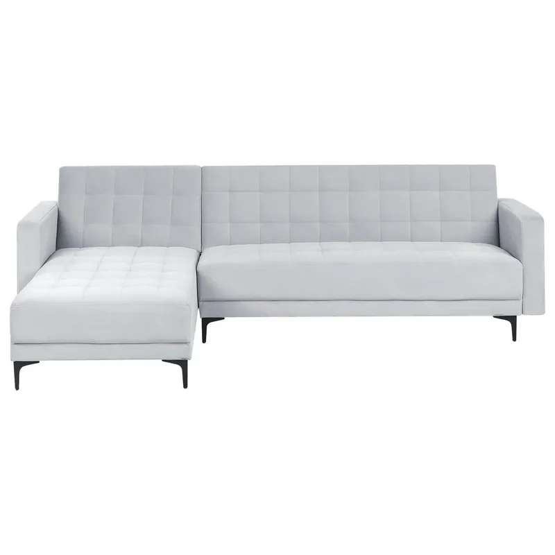 4-seter sovesofa Aberdeen, Lysegrå, svart/Høyrevendt/Fløyel