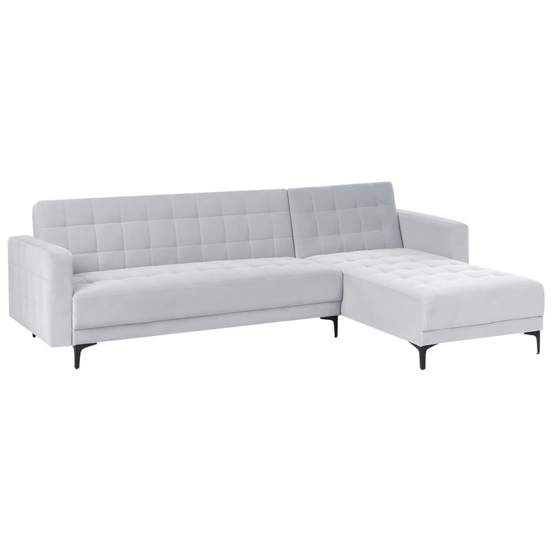 4-seter sovesofa Aberdeen - Lysegrå, svart/Venstrevendt/Fløyel - Møbler - Sofaer - Sofa med sjeselong - 4 seters sofa med divan