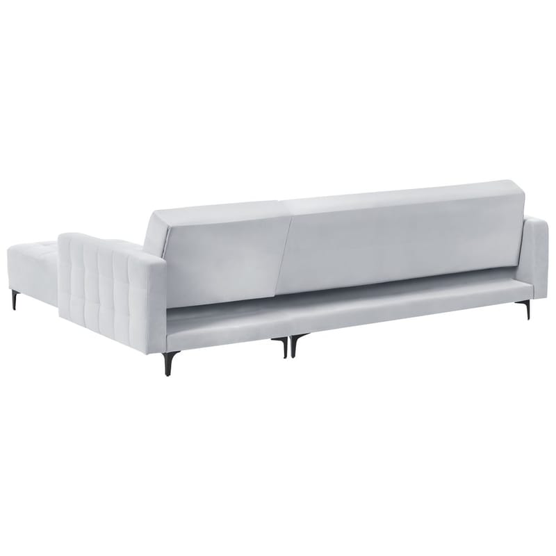4-seter sovesofa Aberdeen - Lysegrå, svart/Venstrevendt/Fløyel - Møbler - Sofaer - Sofa med sjeselong - 4 seters sofa med divan