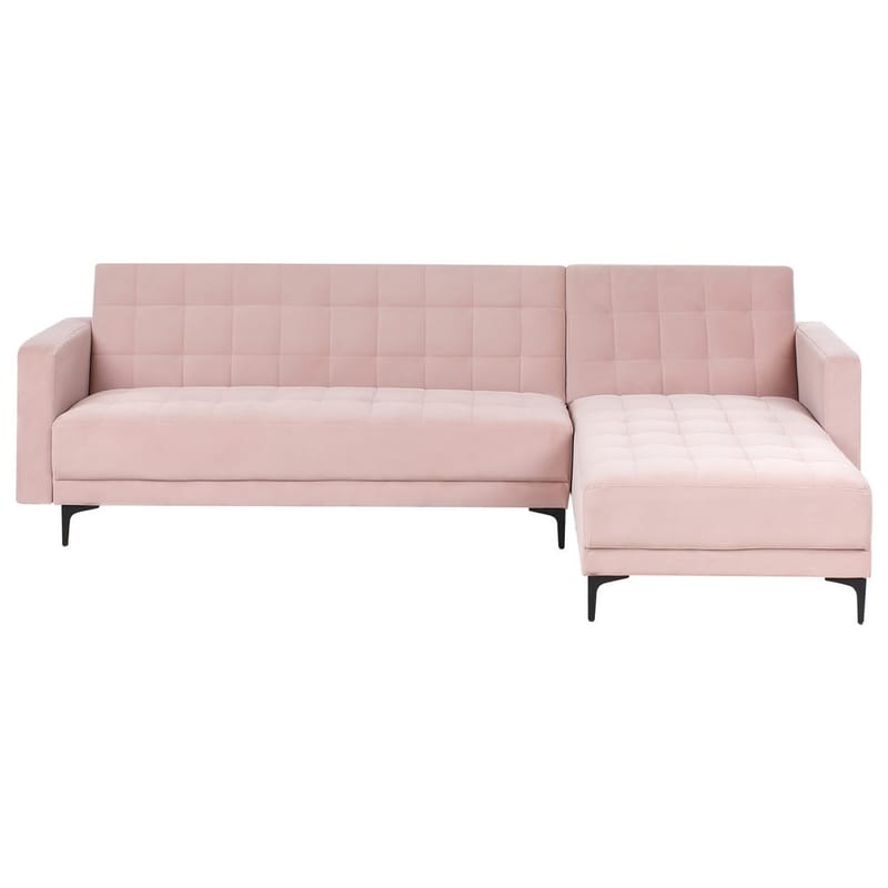 4-seter sovesofa Aberdeen - Pastellrosa, Svart/Venstrevendt/Fløyel - Møbler - Sofaer - Sofagrupper