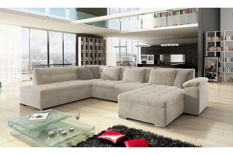 4-seters Hjørnesovesofa - Beige - Møbler - Sofaer - Sovesofaer