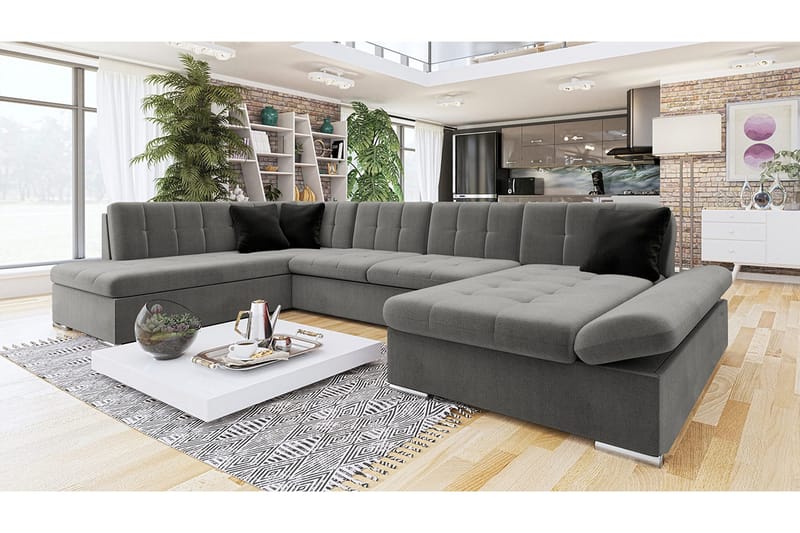 4-seters Hjørnesovesofa - Grå - Møbler - Sofaer - Sovesofaer