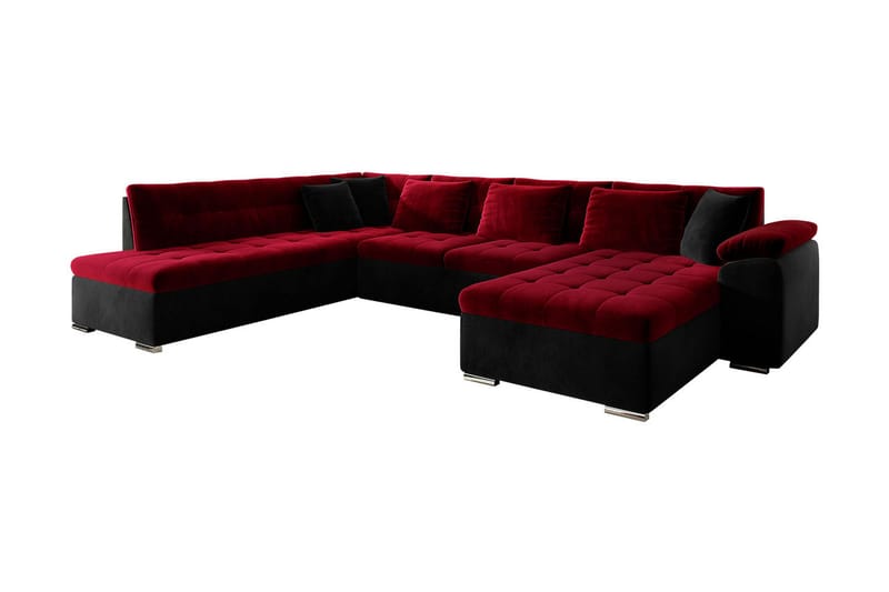 4-seters Hjørnesovesofa - Rød|Svart - Møbler - Sofaer - Sovesofaer
