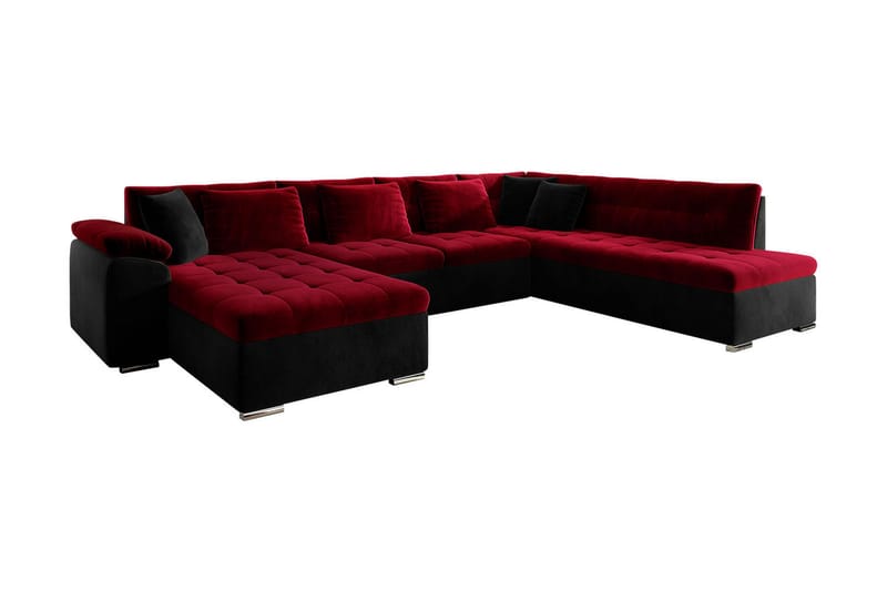 4-seters Hjørnesovesofa - Rød|Svart - Møbler - Sofaer - Sovesofaer