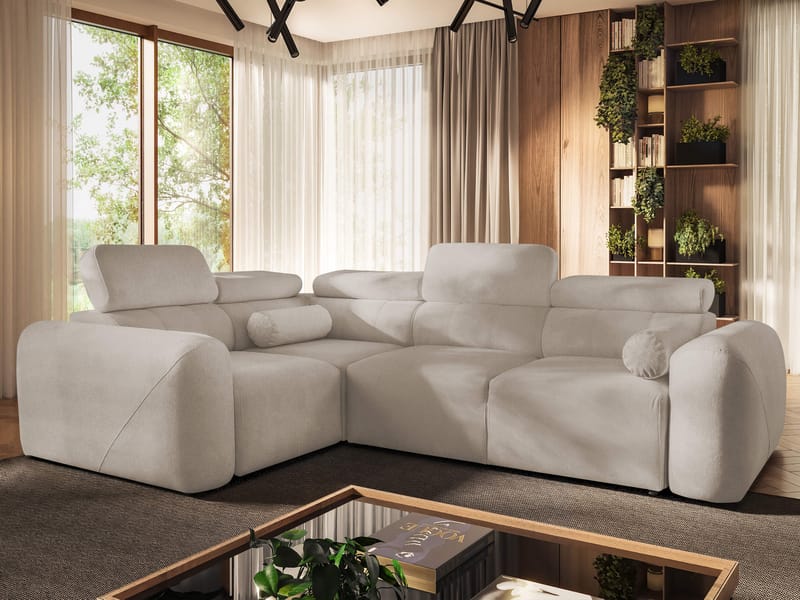 4-seters hjørnesovesofa VOLARE Velo 623 Venstrevendt - beige - Møbler - Sofaer - Sovesofaer