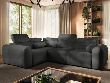 4-seters hjørnesovesofa VOLARE Velo 636 Venstrevendt - svart - Møbler - Sofaer - Sovesofaer