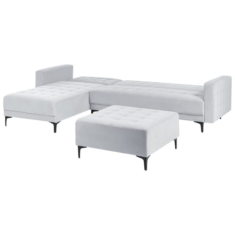 4-seters modulær sofa Aberdeen - Lysegrå, svart/Høyrevendt/Fløyel - Møbler - Sofaer - Modulsofaer - Komplett modulsofa