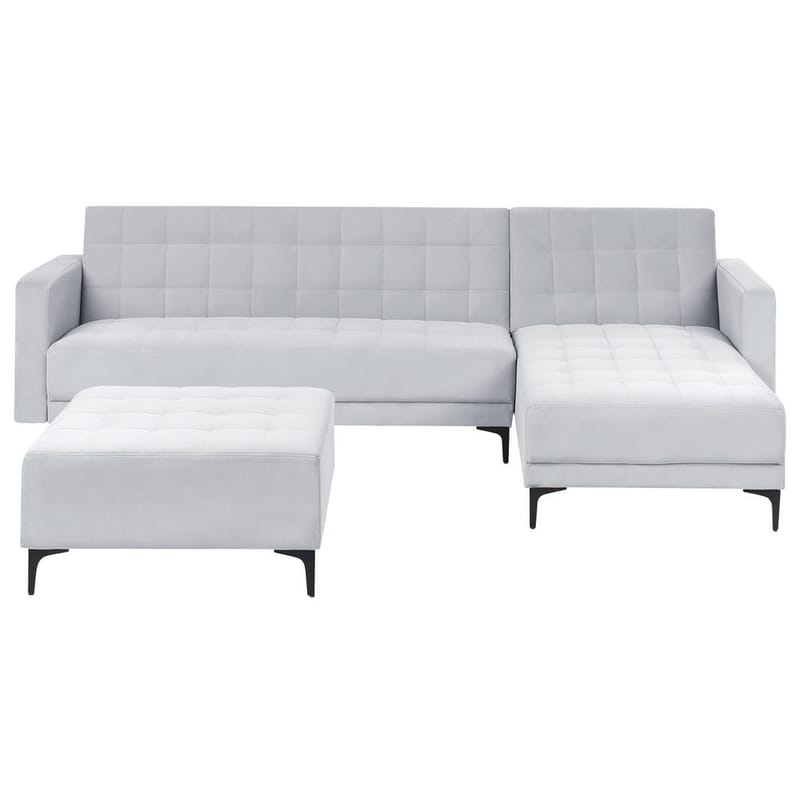 4-seters modulær sofa Aberdeen - Lysegrå, svart/Venstrevendt/Fløyel - Møbler - Sofaer - Modulsofaer - Komplett modulsofa