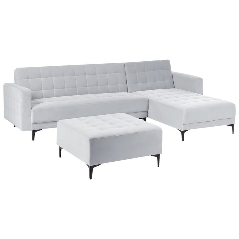 4-seters modulær sofa Aberdeen - Lysegrå, svart/Venstrevendt/Fløyel - Møbler - Sofaer - Modulsofaer - Komplett modulsofa