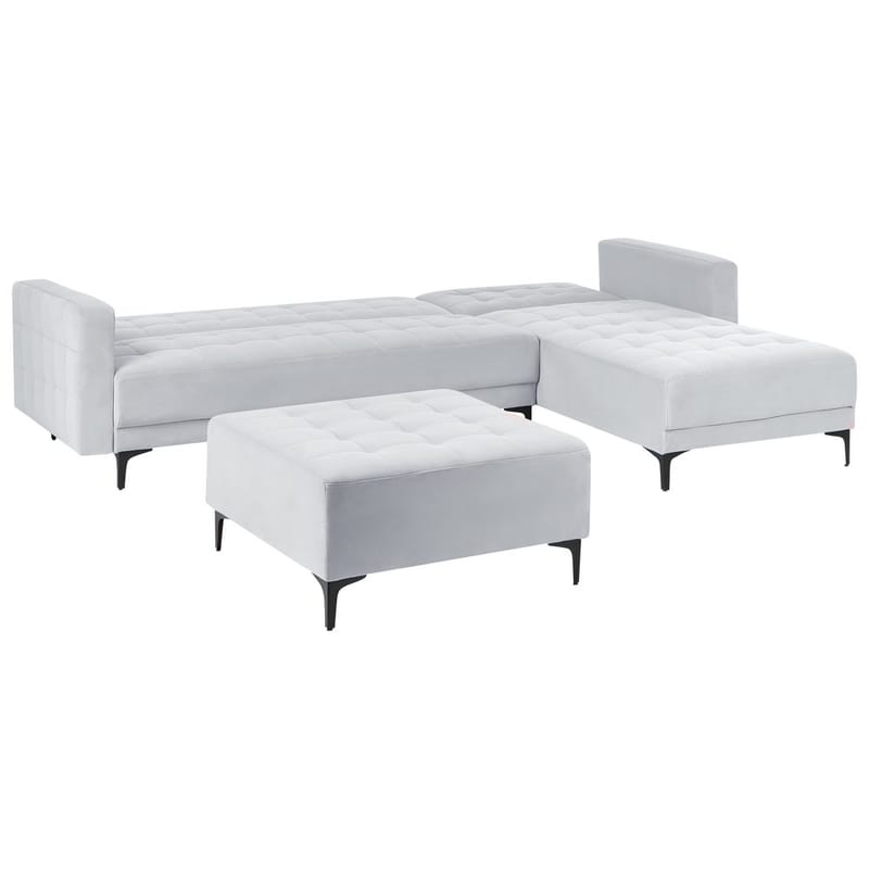 4-seters modulær sofa Aberdeen - Lysegrå, svart/Venstrevendt/Fløyel - Møbler - Sofaer - Modulsofaer - Komplett modulsofa