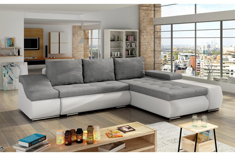 Amieva Sovesofa - Grå/Hvit - Møbler - Sofaer - Sovesofaer - 4 seters sovesofa