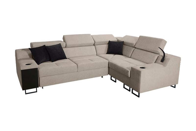 4-seters Sovesofa Høyre - Beige - Sovesofaer - Hjørnesovesofa