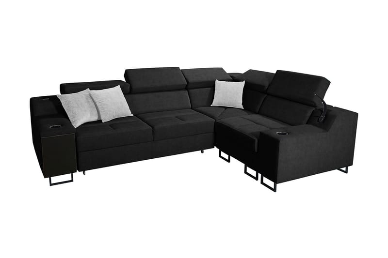 4-seters Sovesofa Høyre - Svart - Møbler - Sofaer - Sovesofaer