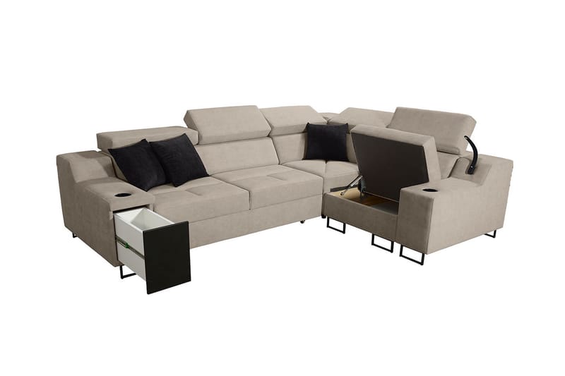 4-seters Sovesofa Høyre - Svart - Møbler - Sofaer - Sovesofaer
