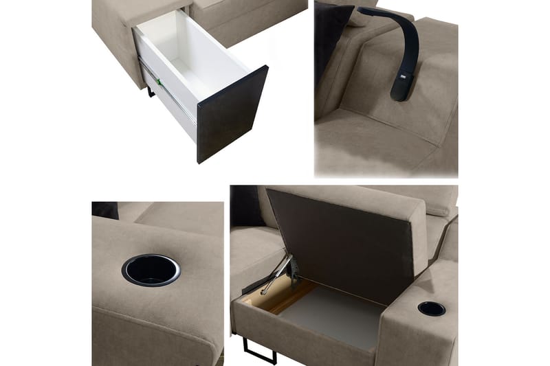 4-seters Sovesofa Høyre - Svart - Møbler - Sofaer - Sovesofaer