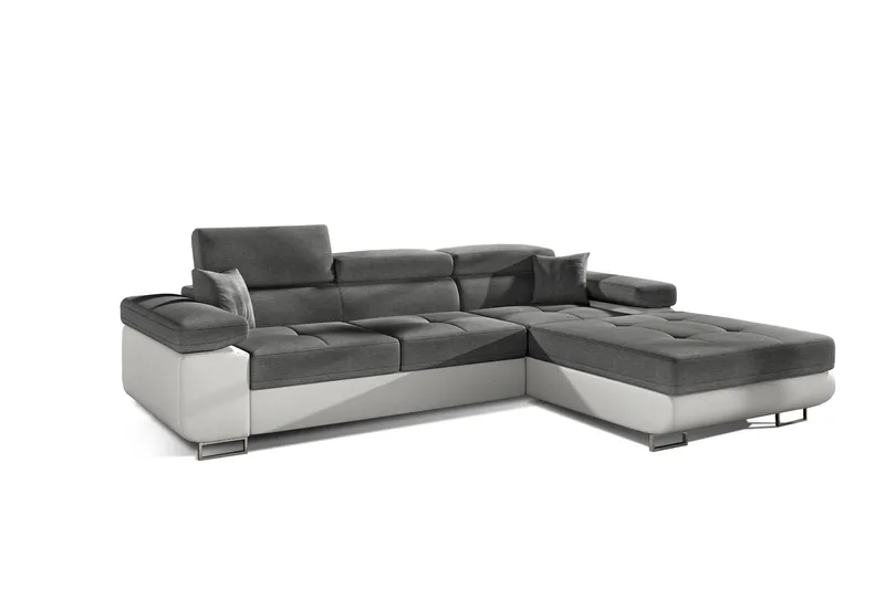 Klinka Sovesofa med Divan Høyre - Grå/Hvit - Møbler - Sofaer - Sovesofaer - 4 seters sovesofa