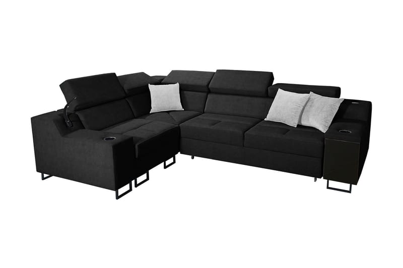 4-seters Sovesofa Venstre - Svart - Møbler - Sofaer - Sovesofaer