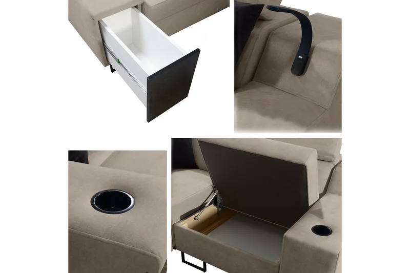 4-seters Sovesofa Venstre - Svart - Møbler - Sofaer - Sovesofaer