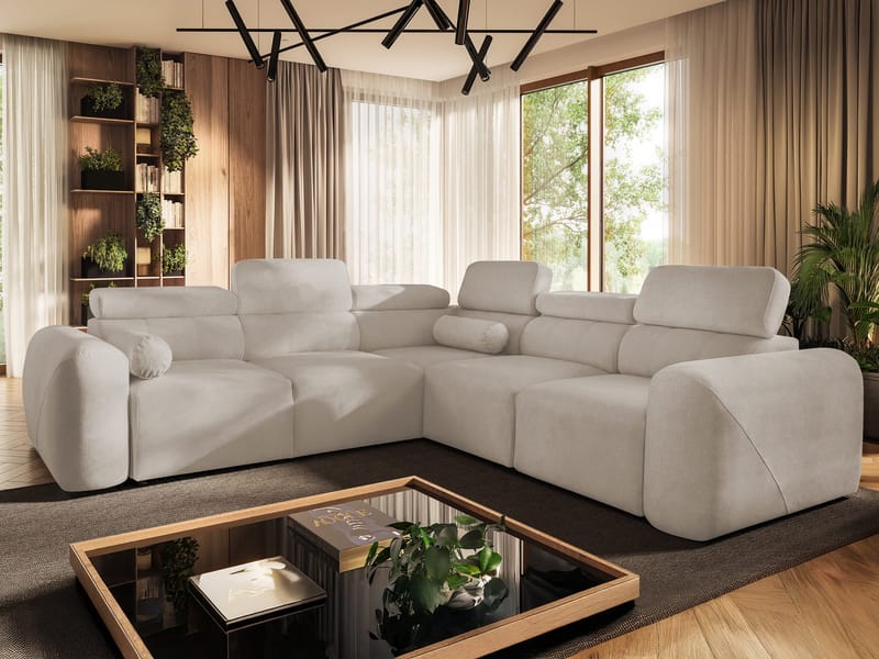 5-seters hjørnesovesofa VOLARE Velo 623 Høyrevendt - beige - Møbler - Sofaer - Sovesofaer