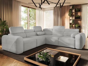 5-seters hjørnesovesofa VOLARE Velo 633 Venstrevendt - lysegrå - Møbler - Sofaer - Sovesofaer