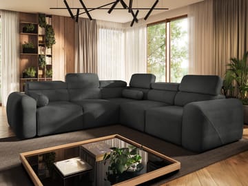 5-seters hjørnesovesofa VOLARE Velo 636 Høyrevendt - svart - Møbler - Sofaer - Sovesofaer