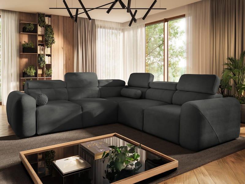 5-seters hjørnesovesofa VOLARE Velo 636 Høyrevendt - svart - Møbler - Sofaer - Sovesofaer