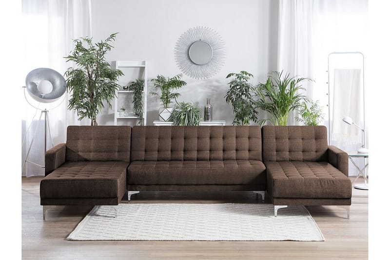 5-seters sofa med sovefunksjon brun Divansofa - Brun - Møbler - Sofaer - Sovesofaer