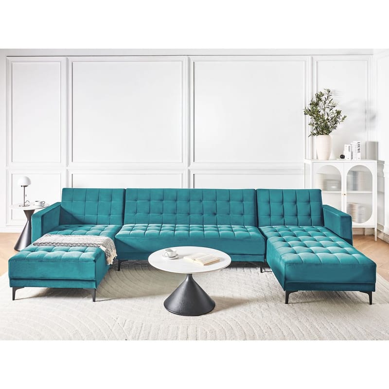 5-seters Sovesofa Aberdeen - Blå, Svart/Fløyel - Møbler - Sofaer - Sovesofaer