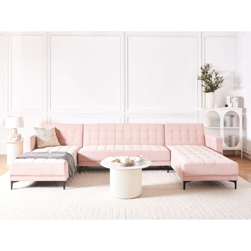 5-seters Sovesofa Aberdeen - Rosa, Svart/Fløyel - Møbler - Sofaer - Sovesofaer