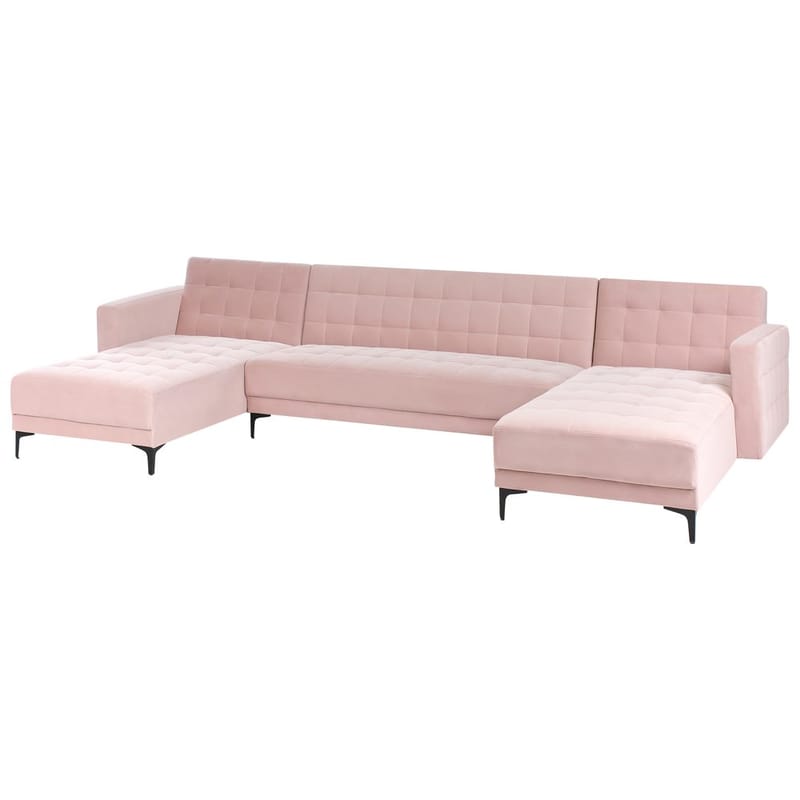 5-seters Sovesofa Aberdeen - Rosa, Svart/Fløyel - Møbler - Sofaer - Sovesofaer