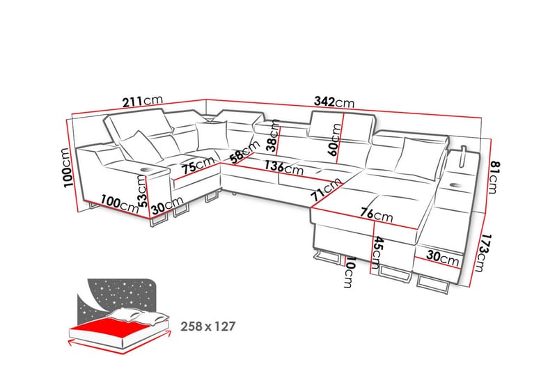 5-seters Sovesofa Høyre - Beige - Møbler - Sofaer - Sovesofaer