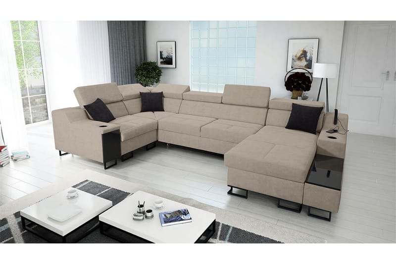 5-seters Sovesofa Høyre - Beige - Møbler - Sofaer - Sovesofaer
