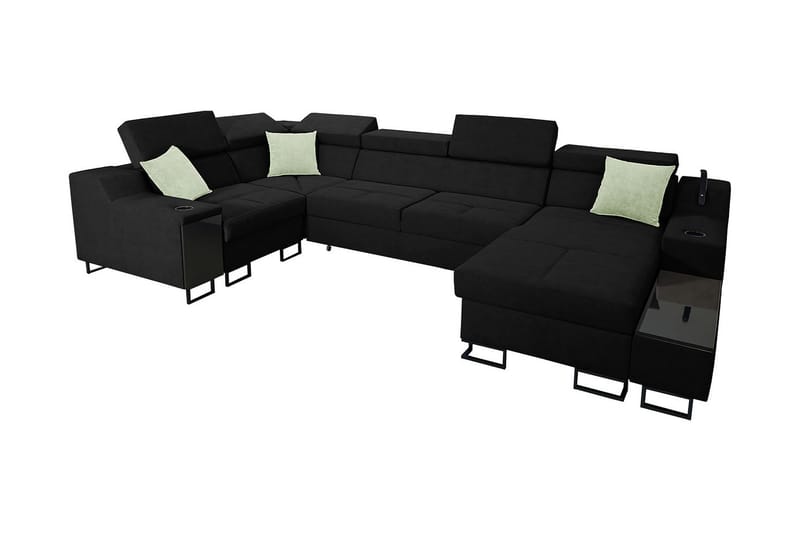5-seters Sovesofa Høyre - Svart - Møbler - Sofaer - Sovesofaer