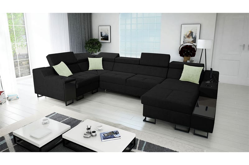5-seters Sovesofa Høyre - Svart - Møbler - Sofaer - Sovesofaer
