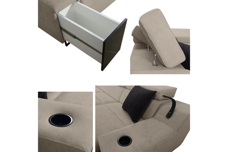 5-seters Sovesofa Venstre - Beige - Møbler - Sofaer - Sovesofaer