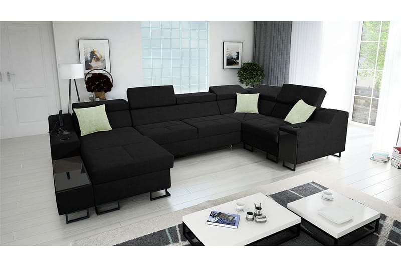 5-seters Sovesofa Venstre - Svart - Møbler - Sofaer - Sovesofaer