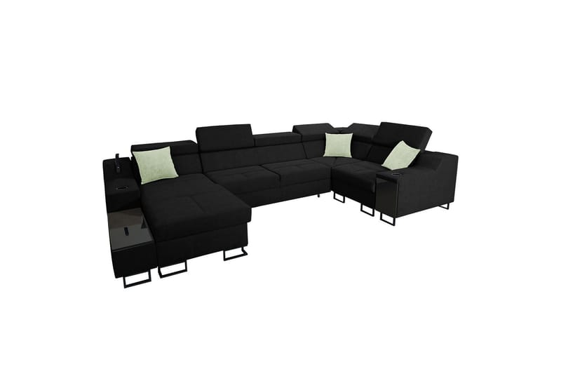 5-seters Sovesofa Venstre, Svart