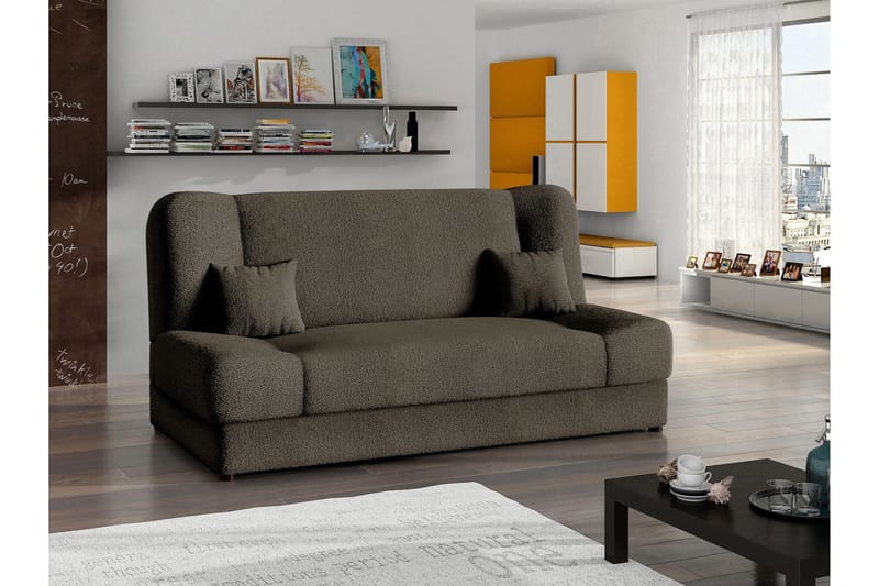 Abron 3-seter Sammenleggbar Sovesofa med Oppbevaring i Bouclé - Brun - Møbler - Sofaer - Sovesofaer