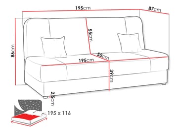 Abron Sovesofa 3-seter - Grå - Møbler - Sofaer - Sovesofaer