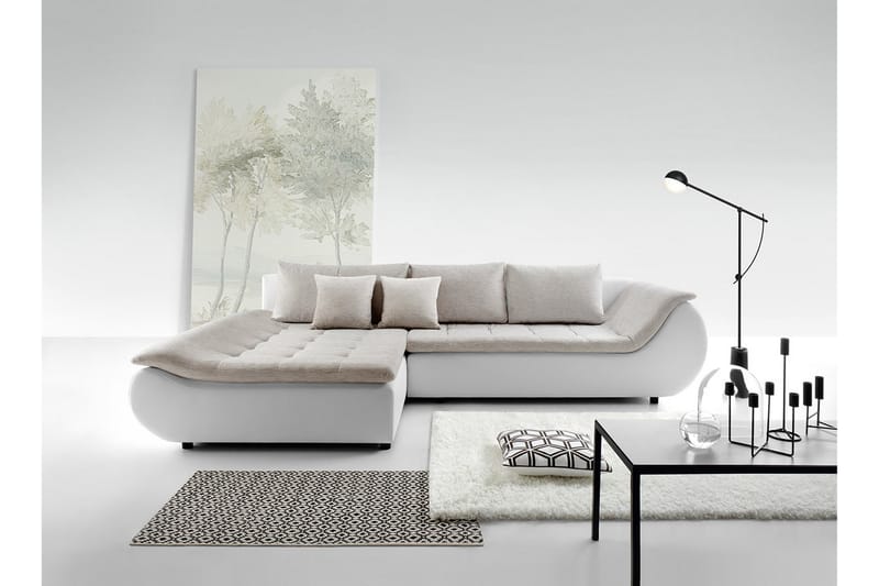 Adeleine L-Sovesofa Venstre - Hvit/Beige - Møbler - Sofaer - Sovesofaer