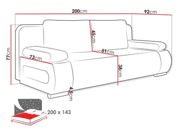 Adelma 2-seter Sovesofa 143x200 cm med Oppbevaring i Stoff - Beige - Møbler - Sofaer - Sovesofaer
