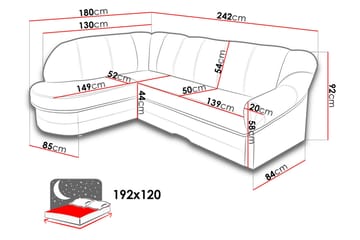 Alandra Hjørnesovesofa 242x180x92 cm - Møbler - Sofaer - Sovesofaer