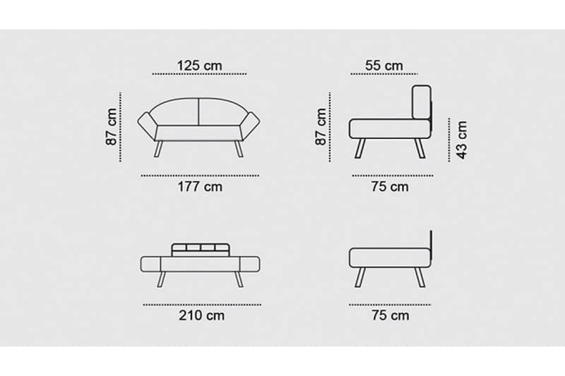 Albertina Sovesofa 2-seter - Burgunder - Møbler - Sofaer - Sovesofaer
