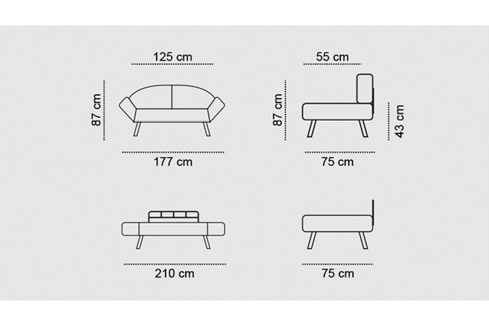 Albertina Sovesofa 2-seter - Svart - Møbler - Sofaer - Sovesofaer
