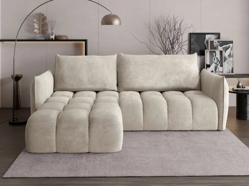 Aldvian 3-seters sovesofa med divan - beige - Møbler - Sofaer - Sovesofaer