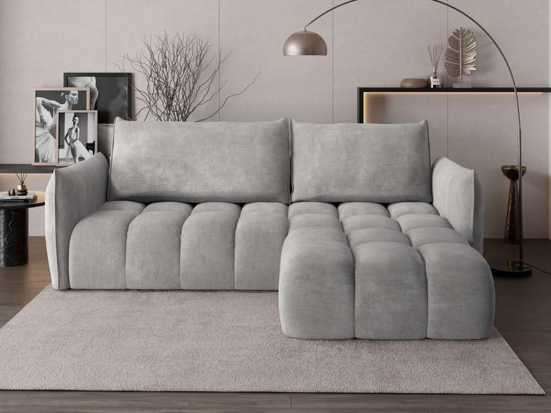 Aldvian 3-seters sovesofa med divan - grå - Møbler - Sofaer - Sovesofaer