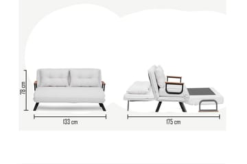 Alfredton 2-seter Utrettbar Sammenleggbar Sovesofa i Bouclé med Metallben - Hvit - Møbler - Sofaer - Sovesofaer