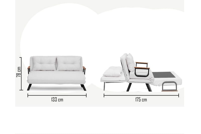 Alfredton 2-seter Utrettbar Sammenleggbar Sovesofa i Bouclé med Metallben - Hvit - Møbler - Sofaer - Sovesofaer