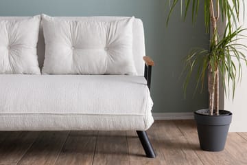 Alfredton 2-seter Utrettbar Sammenleggbar Sovesofa i Bouclé med Metallben - Hvit - Møbler - Sofaer - Sovesofaer