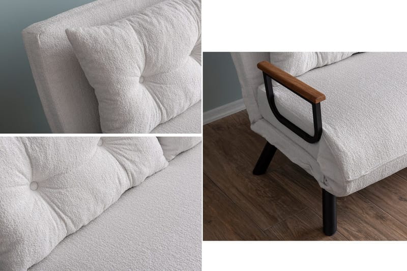 Alfredton 2-seter Utrettbar Sammenleggbar Sovesofa i Bouclé med Metallben - Hvit - Møbler - Sofaer - Sovesofaer